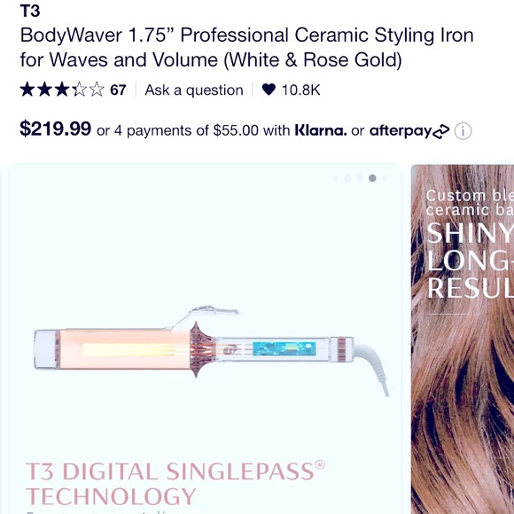 T3
BodyWaver 1.75” Professional Ceramic Styling Iron for Waves and Volume - Picture 1 of 9